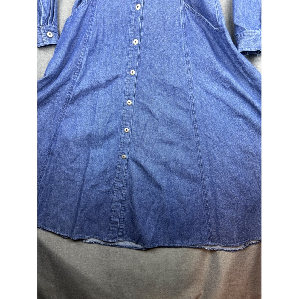 Together Vintage Denim Maxi Shirt Dress Blue Long Sleeve Button Front Size 8 - Picture 4 of 7